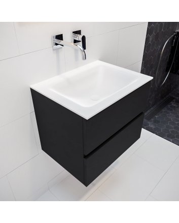 Mondiaz Vica 60 badmeubel urban 2 lades wastafel Cloud midden zonder kraangat