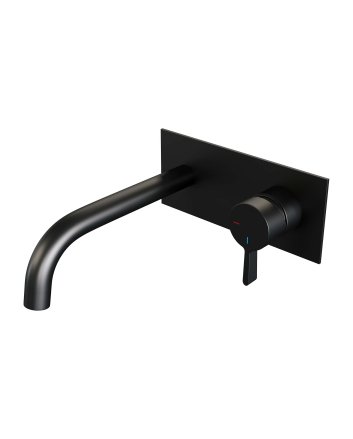 BRAUER Black Edition inbouw wastafelmengkraan met gebogen uitloop en afdekplaat model E1 mat zwart