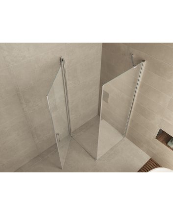 Uni douchecabine draaideur met zijwand 90x90 cm chroom met helder glas 8mm NANO