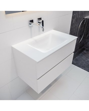 Mondiaz Vica 80cm badmeubel talc 2 lades wastafel Cloud midden zonder kraangat