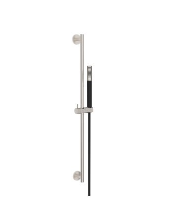 UniMatch glijstangset compleet met staafhanddouche 1 stand geborsteld staal/mat zwart