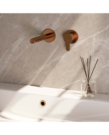 BRAUER Copper Edition inbouw wastafelmengkraan met rechte uitloop en rozetten model D1 koper geborsteld PVD