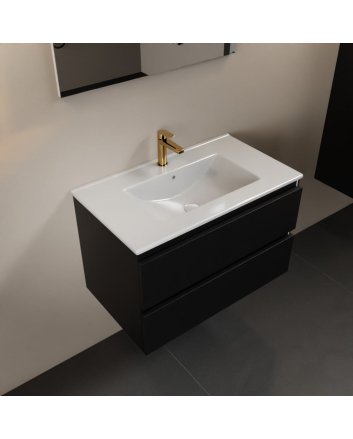 Mondiaz Aivy 80cm badmeubel Urban, wastafel glanzend wit keramiek midden 1 kraangat met spiegel