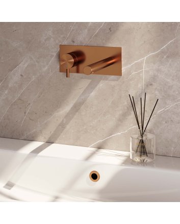 BRAUER Copper Edition inbouw wastafelmengkraan met rechte uitloop en afdekplaat model B2 koper geborsteld PVD