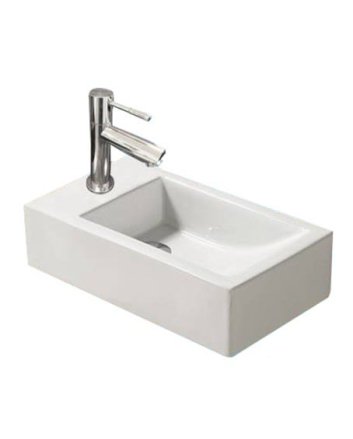 Sani DeLuxe Fontein Keramiek Qubic Mini 36,5x18x9 cm, links