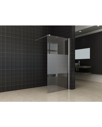 Comfort inloopdouche 700 x 2000 x 10 mm nano helder glas met melkglas middenband/chroom