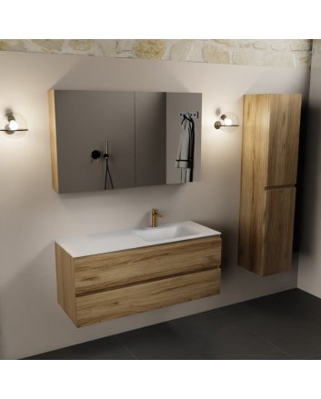 Mondiaz Aivy 120cm badmeubel Chai, wastafel Talc solid surface rechts 1 kraangat met spiegelkast