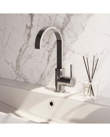 BRAUER Chrome Edition hoge opbouw wastafelmengkraan met draaibare platte uitloop model A chroom
