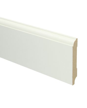 MDF Eigentijdse plint 90x18 wit voorgelakt RAL 9010 | 2.4 meter