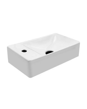 Eco Elegance Keramische Wastafel Met Kraangat Links (37,5x22x10cm) - Wit