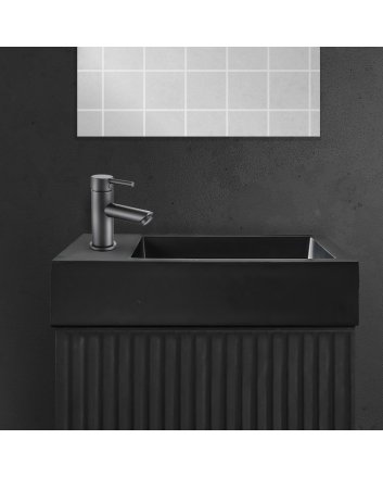 Eco Elegance Wastafel Met Kraangat Links-Rechts (46x28,5cm) - Mat Zwart