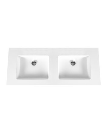 Eco Elegance Solid Surface Dubbele Wastafel Zonder Kraangat (120cm) - Wit