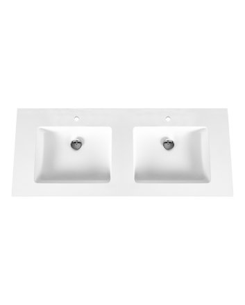 Eco Elegance Solid Surface Dubbele Wastafel (160cm) - Wit