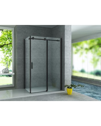 Eco Elegance Douche Schuifdeur + Zijwand 8mm (90x160x195cm) - Mat Zwart