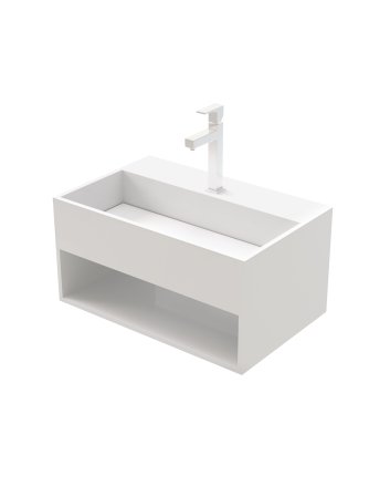 Eco Elegance Solid Surface Wastafel Met Onzichtbare Afvoer En Uitsparing (50x32,4x25cm) - Mat Wit