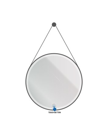 Eco Elegance Ledspiegel Rond  Met  Band  Mat Zwart Ø80cm