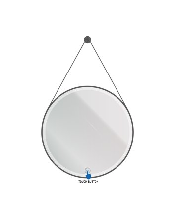 Eco Elegance Ledspiegel Rond  Met  Band  Mat Zwart Ø60cm