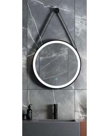 Eco Elegance Ledspiegel Rond  Met  Band  Mat Zwart Ø60cm