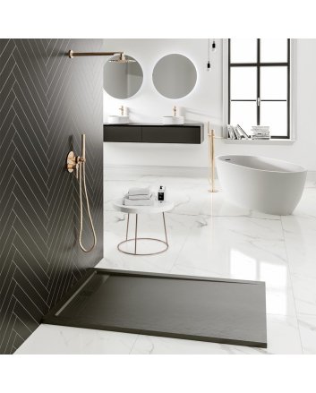 Hunk &amp; Müeller Veroni Elite Flat Composietsteen Douchebak Zwart 120x80x3cm