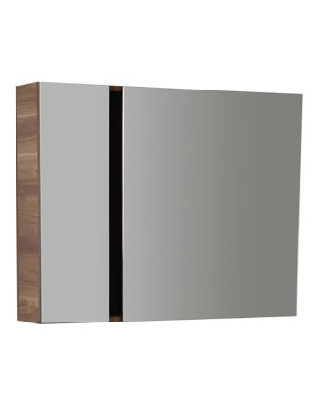 Hunk & Müeller Verti 100 Spiegelkast Okkernoot-Zwart 98x80x17cm