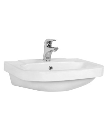Eco Elegance Keramische Wastafel Met Kraangat (56x45cm) - Wit