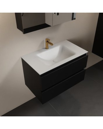 Mondiaz Aivy 80cm badmeubel Urban, wastafel Talc solid surface midden 1 kraangat met spiegelkast