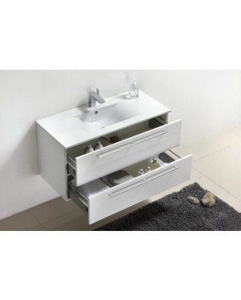 Sani DeLuxe Roma Badmeubelset met aluminium open greep 100 Hoogglans Wit