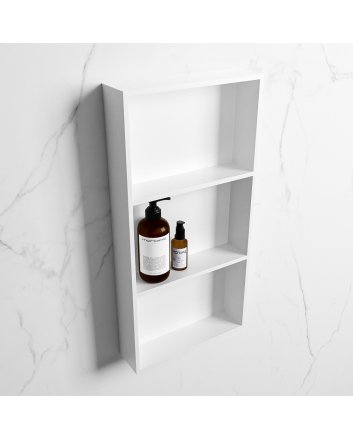 Mondiaz Easy Nis 59,5x29,5cm in solid surface kleur Talc | Talc. 3 vakken  geschikt voor in- of opbouw