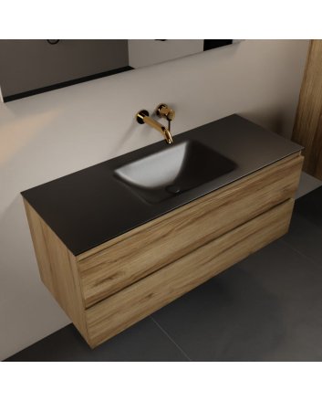Mondiaz Aivy 120cm badmeubel Chai, wastafel Urban solid surface midden zonder kraangat met spiegel