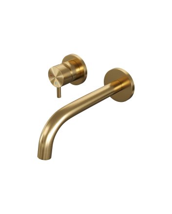 BRAUER Gold Edition inbouw wastafelmengkraan met gebogen uitloop en rozetten model B2 goud geborsteld PVD