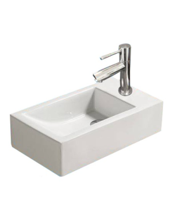Sani DeLuxe Fontein Keramiek Qubic 45x25x12 cm, links