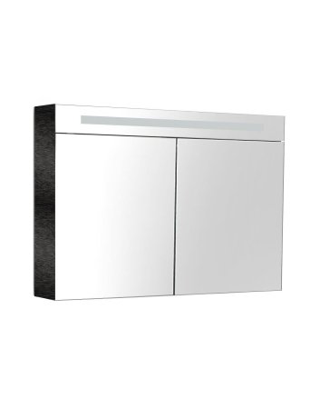 Sani DeLuxe BM spiegelkast met LED verlichting incl. opbouw stopcontact schakelaar 100 Zwart Wengé