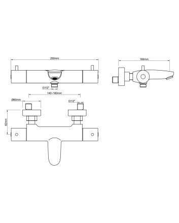 Caral thermostatische badmengkraan geborsteld brons koper