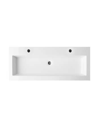 Sani DeLuxe Wastafel Compact mineraalmarmer 120 enkele wasbak, met twee kraangaten