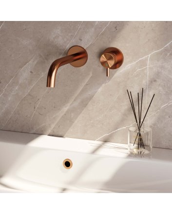 BRAUER Copper Edition inbouw wastafelmengkraan met gebogen uitloop en rozetten model B1 koper geborsteld PVD