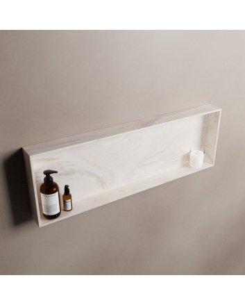 Mondiaz Easy Nis 89,5x29,5cm in solid surface kleur Ostra. 1 vak  geschikt voor in- of opbouw