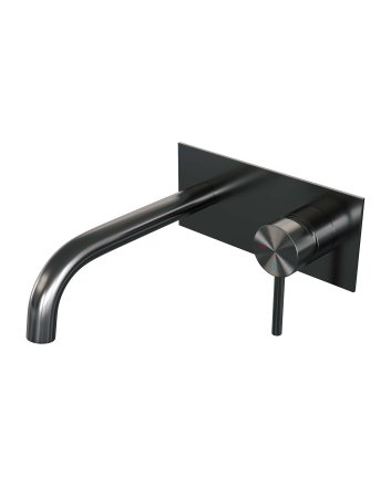 BRAUER Gunmetal Edition inbouw wastafelmengkraan met gebogen uitloop en afdekplaat model A1 gunmetal geborsteld PVD