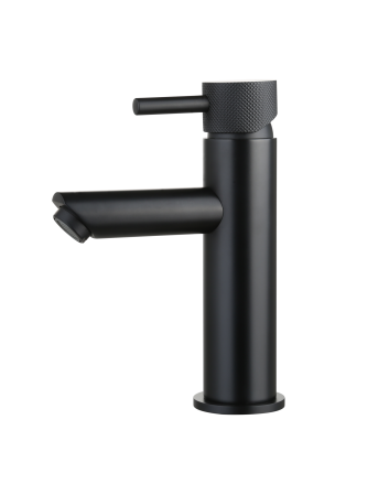 Sani DeLuxe Wastafelmengkraan opbouw Mia Mat Zwart met geribbeld knop