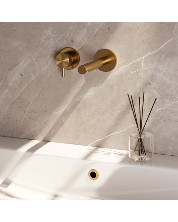 BRAUER Gold Edition inbouw wastafelmengkraan met rechte uitloop en rozetten model B2 goud geborsteld PVD