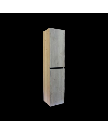 Sani DeLuxe Trendline basic kolomkast met greeplijst Mat Zwart Natural Oak
