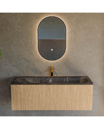 Mondiaz Kurve-Dlux 120cm badmeubel kleur Oak met 1 lade en 0 deuren. Wastafel Big large Midden 1 kraangat Lava.