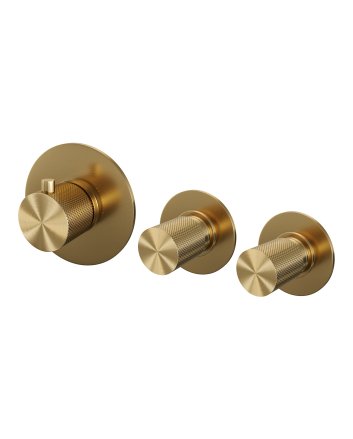 BRAUER Gold Carving inbouwthermostaat en 2 stopkranen met in- en afbouwdelen goud geborsteld PVD