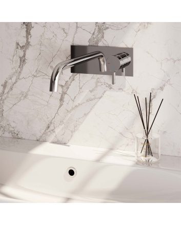 BRAUER Chrome Edition inbouw wastafelmengkraan met gebogen uitloop en afdekplaat model E1 chroom