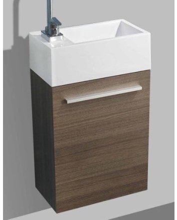Sani DeLuxe BM fonteinkast met aluminium greep Grey Oak (zonder fonteinbakje)