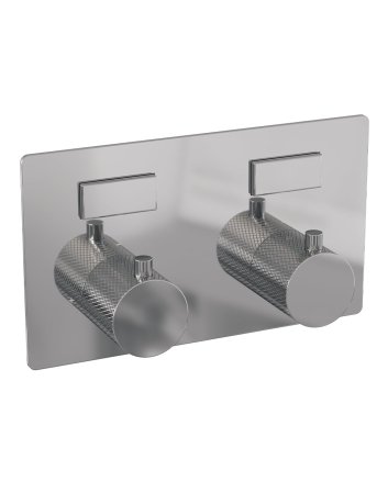 BRAUER Chrome Carving thermostatische inbouw regendouche met drukknoppen SET 51 met 20 cm douchekop en gebogen muurarm en staaf handdouche en doucheslang en wandaansluitbocht chroom