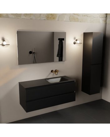 Mondiaz Aivy 120cm badmeubel Urban, wastafel Urban solid surface rechts zonder kraangat met spiegel