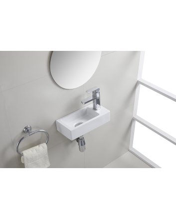 Rhea mini fontein rechts 36,5 x 18 x 9 cm keramiek mat wit