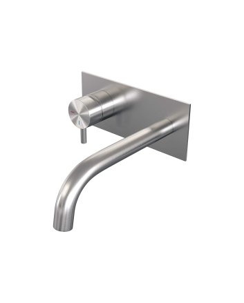 BRAUER Brushed Edition inbouw wastafelmengkraan met gebogen uitloop en afdekplaat model B2 RVS geborsteld PVD