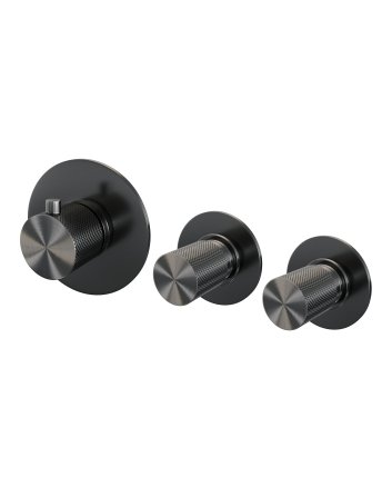 BRAUER Gunmetal Carving inbouwthermostaat en 2 stopkranen met in- en afbouwdelen gunmetal geborsteld PVD