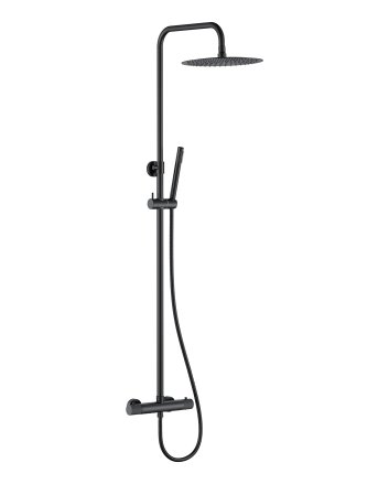 Ribbd thermostatische regendoucheset opbouw mat zwart